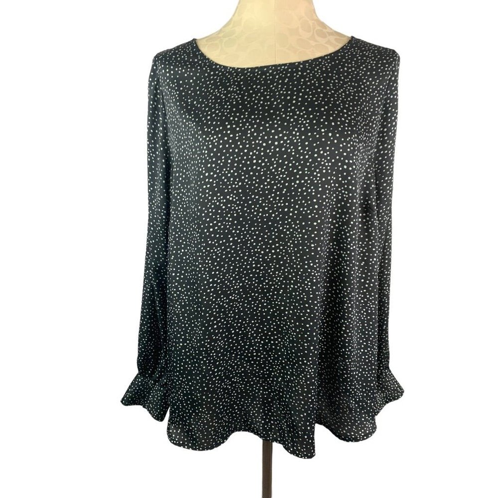 22 Lane Bryant Black White Dot Popover Cold Shoulder Blouse Women's‎ Plus Size